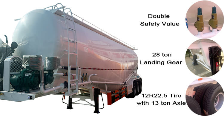 3 Axle Bulk Cement Tanker Trailer for Sale in Indonesia