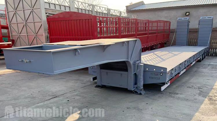 Tri Axle Low Bed Trailer with Hydraulic Ladder for Sale In Philippines