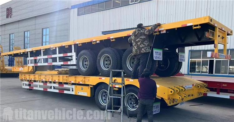 Tri Axle Flatbed Semi Trailer 2 Axle Lowbed Trailer for Sale In Indonesia