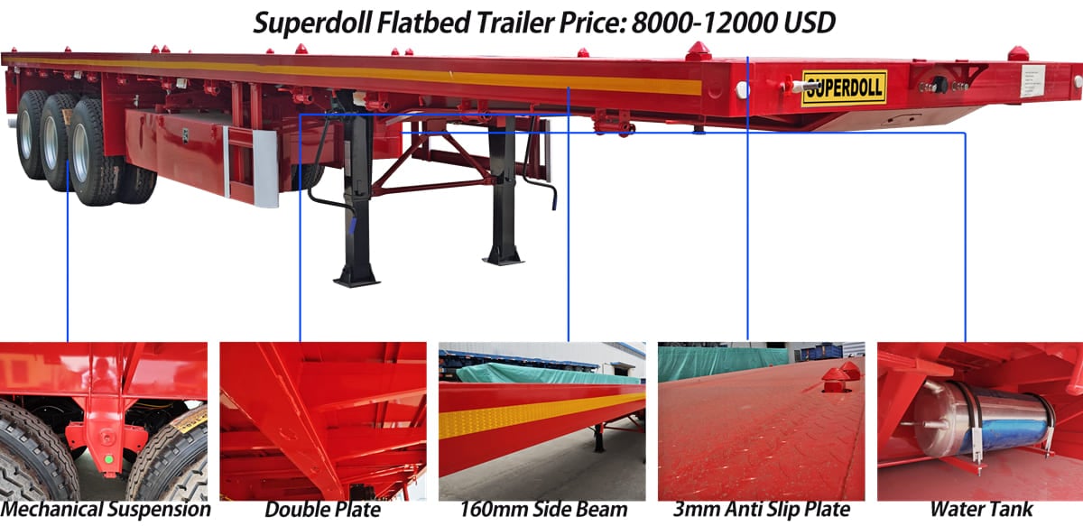Superdoll trailer price in Tanzania Flatbed Trailer Price: 8000-12000 USD