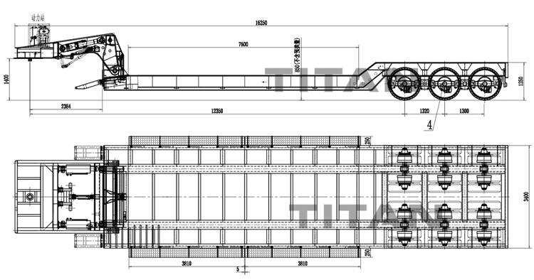 Structural analysis of the gooseneck  The gooseneck part is composed of a traction pin, a lifting hydraulic cylinder, a pin shaft connected with the cargo platform, an eccentric block for fixing the position of the gooseneck, and a gooseneck. The gooseneck part is connected to the cargo platform by articulation, and a pair of lifting hydraulic cylinders are installed between the gooseneck and the cargo platform, which are driven by the hydraulic cylinder to realize the raising and lowering of the cargo platform.  After the cargo platform is raised or lowered, the position of the gooseneck and the cargo platform is fixed by an eccentric device. The eccentric device is welded by 16 Mn steel plate and steel pipe. It is installed in the hollow part of the gooseneck web and is connected to the gooseneck through a pin. The eccentric device has 2 plane positions through which it is in contact with the upper surface of the cargo platform. The lower position is the lowest position of the trailer, that is, the cargo platform is in contact with the ground; when the cargo platform is raised, under the action of gravity, the right plane Turning to the bottom, the oil pressure can be unloaded at this time, and the load is completely carried by the eccentric device. This position corresponds to the highest cargo platform.