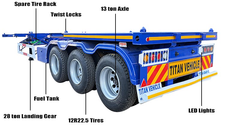 Tri Axle Shipping Container Chassis Trailer for Sale in Guam