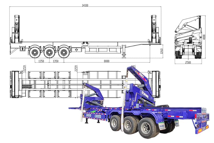 Container Side Lifter Trailer with Crane for Sale in Guyana