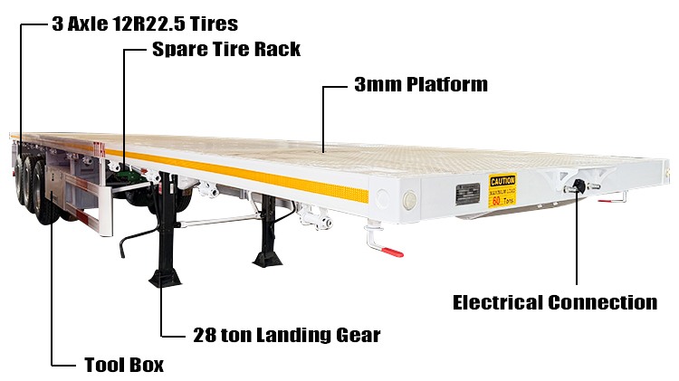 Tri Axle 40 Ft Semi Flat Bed Trailer for Sale Near Me in Guyana